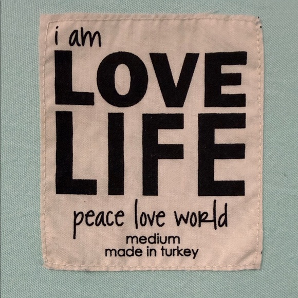 peace love world I Am Happiness you & me Tee - Light Aqua - size Medium - Picture 2 of 10